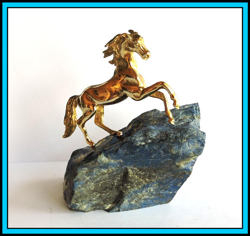 Gilt Silver HORSE Sculpture on a Lapiz Lazuli Base Approx 2010 – ONE OF A KIND