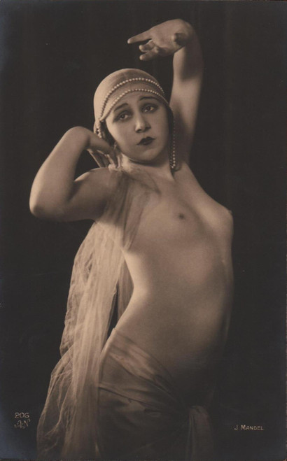 Vintage 1920's French Postcard - RISQUE Nude Woman by Julien Mandel - A.N. Paris # 206 - 1920's