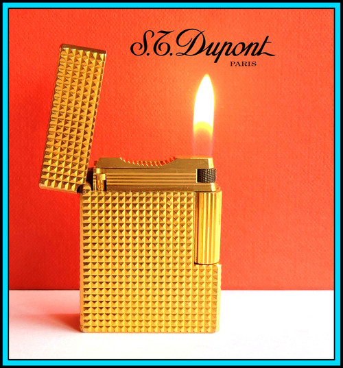 S.T. DUPONT Line 1 SMALL - YELLOW GOLD Plated Lighter / Briquet - SERVICED