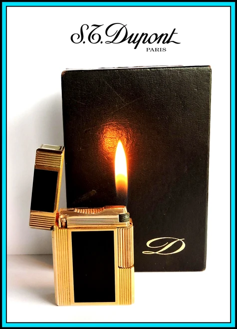 S.T. DUPONT Lighter - Ligne 1 Rose Gold & BLACK Chinese Lacquer Boxed - SERVICED