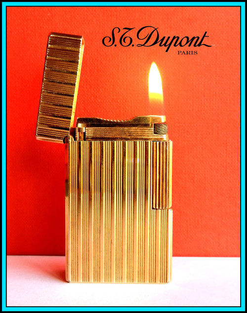 S.T. DUPONT Line 1 LARGE Yellow Gold Plated Lighter / Briquet - JUST SERVICED