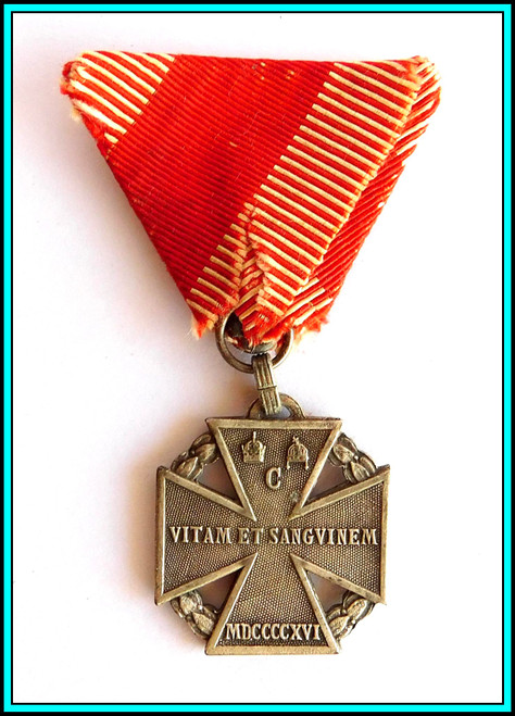 Original WWI Austrian Imperial – KARL TROOPS CROSS with Ribbon