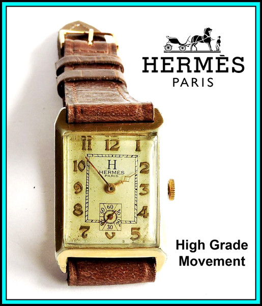 Vintage HERMES Wristwatch, Vermeil Case, HIGH GRADE Movement 1930’s - WORKING
