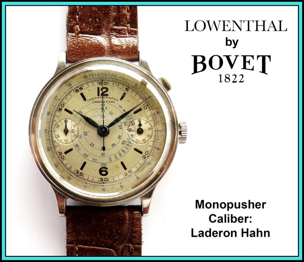 Vintage LOWENTHAL Chronograph Monopusher Landeron Hahn 40mm 1930’s - SERVICED