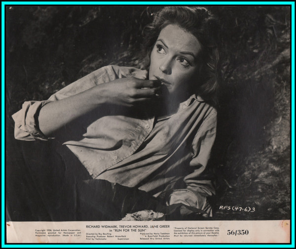 JANE GREER in "Run For The Sun" - Original Vintage Photograph - 1956