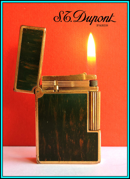 S.T. DUPONT Lighter Ligne 2 Gold & Chinese Lacquer: Wood Grain Pattern SERVICED