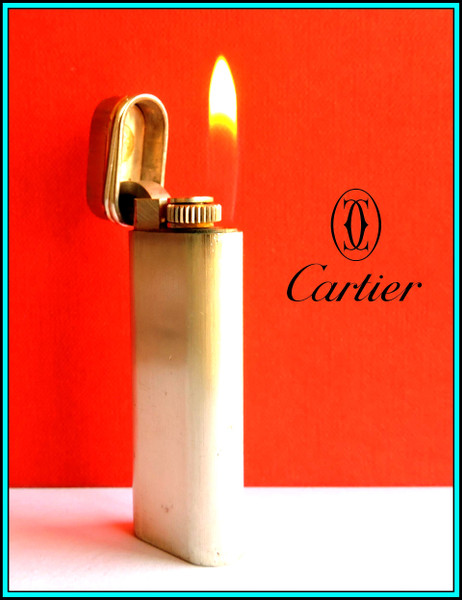 Vintage CARTIER "Trinity" Silver Plated Oval GAS LIGHTER - JUST SERVICED