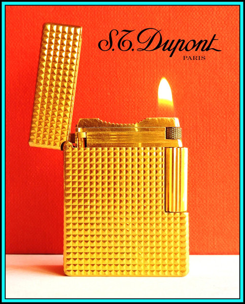 S.T. DUPONT Line 1 SMALL GOLD Plated Lighter - With Initials - SERVICED