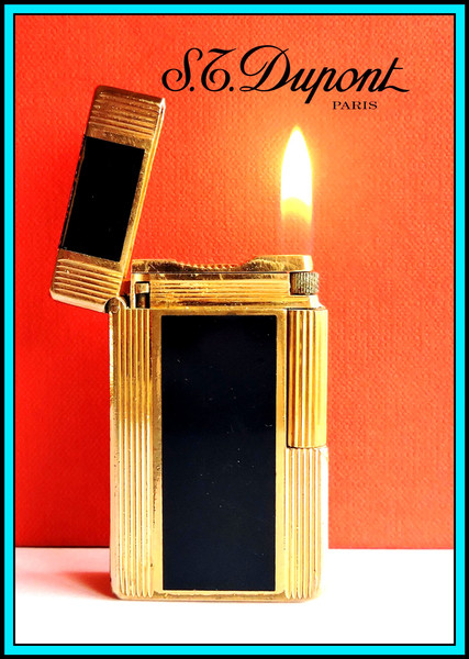 S.T. DUPONT Lighter Large - Ligne 1 Rose Gold & Black Chinese Lacquer - SERVICED