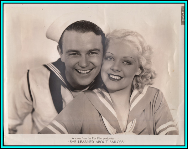 ALICE FAYE & LEW AYRES in "She Learned About Sailors" - Original Vintage Photo 1934