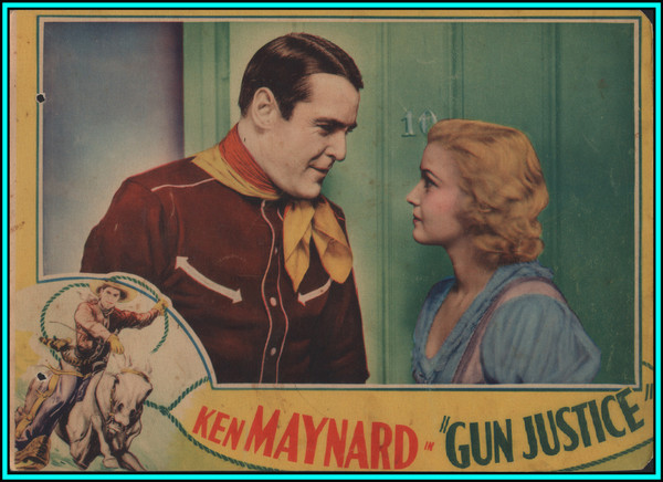 CECILIA PARKER & KEN MAYNARD in "Gun Justice" - Original Vintage US Lobby Card 1933