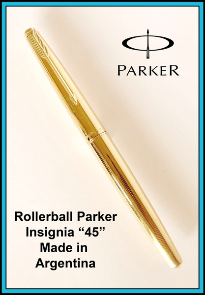 Vintage PARKER "45" INSIGNIA, Rollerball Gold Plated w/ New Refill Ready to Use
