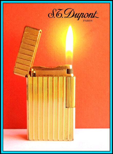 S.T. DUPONT Line 1 LARGE Yellow Gold Plated Lighter / Briquet - JUST SERVICED