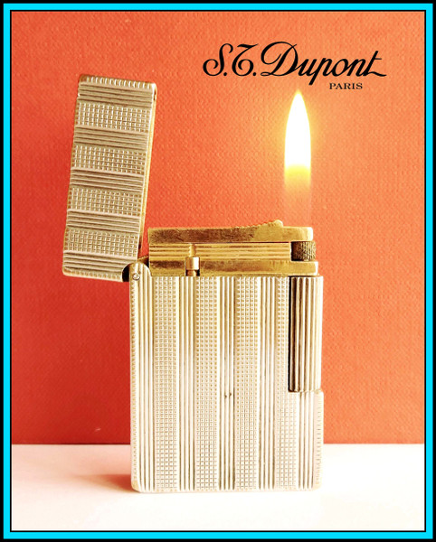 S.T. DUPONT LINE 2 Medium Silver Plated Lighter / Briquet - JUST SERVICED