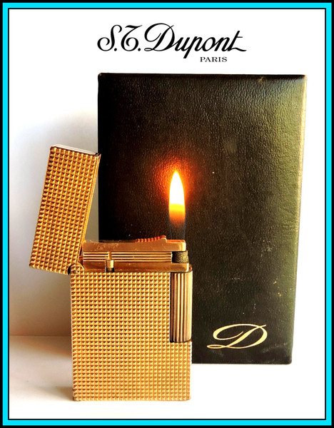 S.T. DUPONT MEDIUM Line 2 Gold Plated Lighter / Briquet with BOX - JUST SERVICED