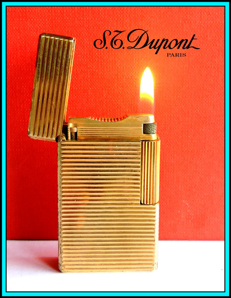 S.T. DUPONT Line 1 LARGE Yellow Gold Plated Lighter, 20 microns - JUST SERVICED