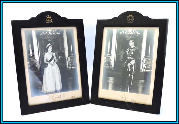 PAIR of Royal Portraits: Queen Elizabeth II and Prince Philip, both signed 1963
