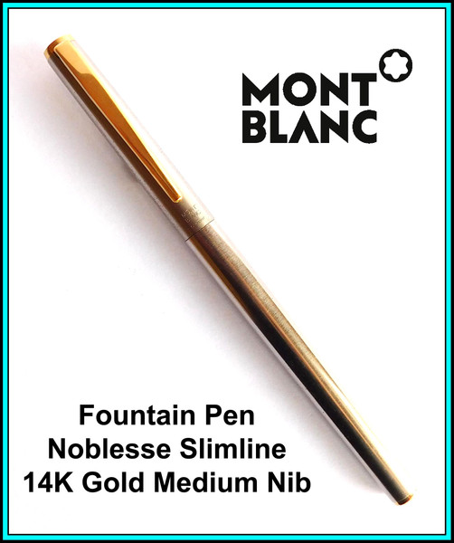 MONTBLANC NOBLESSE Fountain Pen MEDIUM 14K Gold NIB - w/ Converter JUST SERVICED