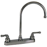 Chrome RV Kitchen Faucet with Gooseneck Spout and Teapot Handles - 8",   U-YCH800GS