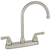 RV Kitchen Faucet with Gooseneck Spout and Teapot Handles - 8", Brushed Nickel U-YNN800GSN