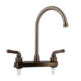 Oil-Rubbed Bronze RV Kitchen Faucet with Gooseneck Spout and Teapot Handles