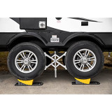 Camco RV Curved Leveler with Chock - 2 Pack - Easy Drive-on Leveler Adds Upto 4" in Height (44425)