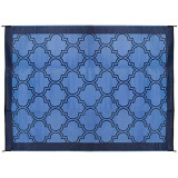 6 x 9 Foot Reversible Blue Lattice Design Breathable Washable Portable Outdoor UV Coated Patio Mat Pad for Picnics, Camping, RV, Tiny Home 42876
