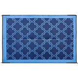 6 x 9 Foot Reversible Blue Lattice Design Breathable Washable Portable Outdoor UV Coated Patio Mat Pad for Picnics, Camping, RV, Tiny Home 42876