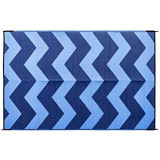 Large Reversible Outdoor Patio Mat - (6' x 9', Blue Chevron Design) (42878)