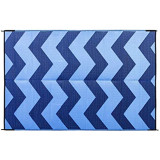Large Reversible Outdoor Patio Mat - (6' x 9', Blue Chevron Design) (42878)