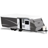 Travel Trailer Cover Olefin HD Designer Series, Gray/White