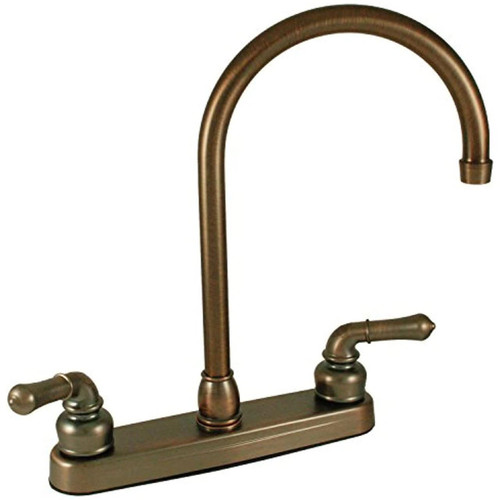 Oil-Rubbed Bronze RV Kitchen Faucet with Gooseneck Spout and Teapot Handles