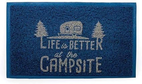 Life Is Better at The Campsite Outdoor & Indoor Welcome Mat - Measures 26 ½ " x 15" - Blue (53201) - 53201-A