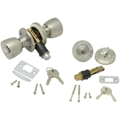 Combo Lock Set with Know Lock and Dead Bolt - Stainless Steel 013-234-SS