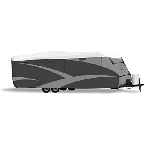 Travel Trailer Cover Olefin HD Designer Series, Gray/White