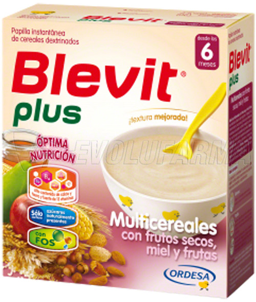 Blevit plus multicereales con miel, frutos secos y frutas, 300 g