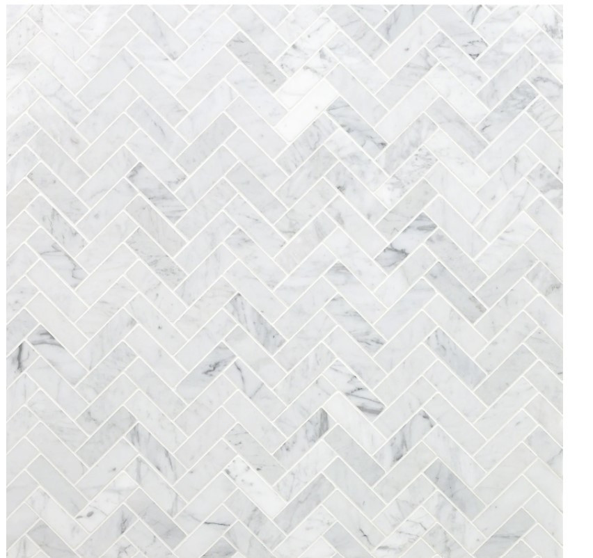 Carrara Herringbone 1x3 Polished Marble Mosaic Tile