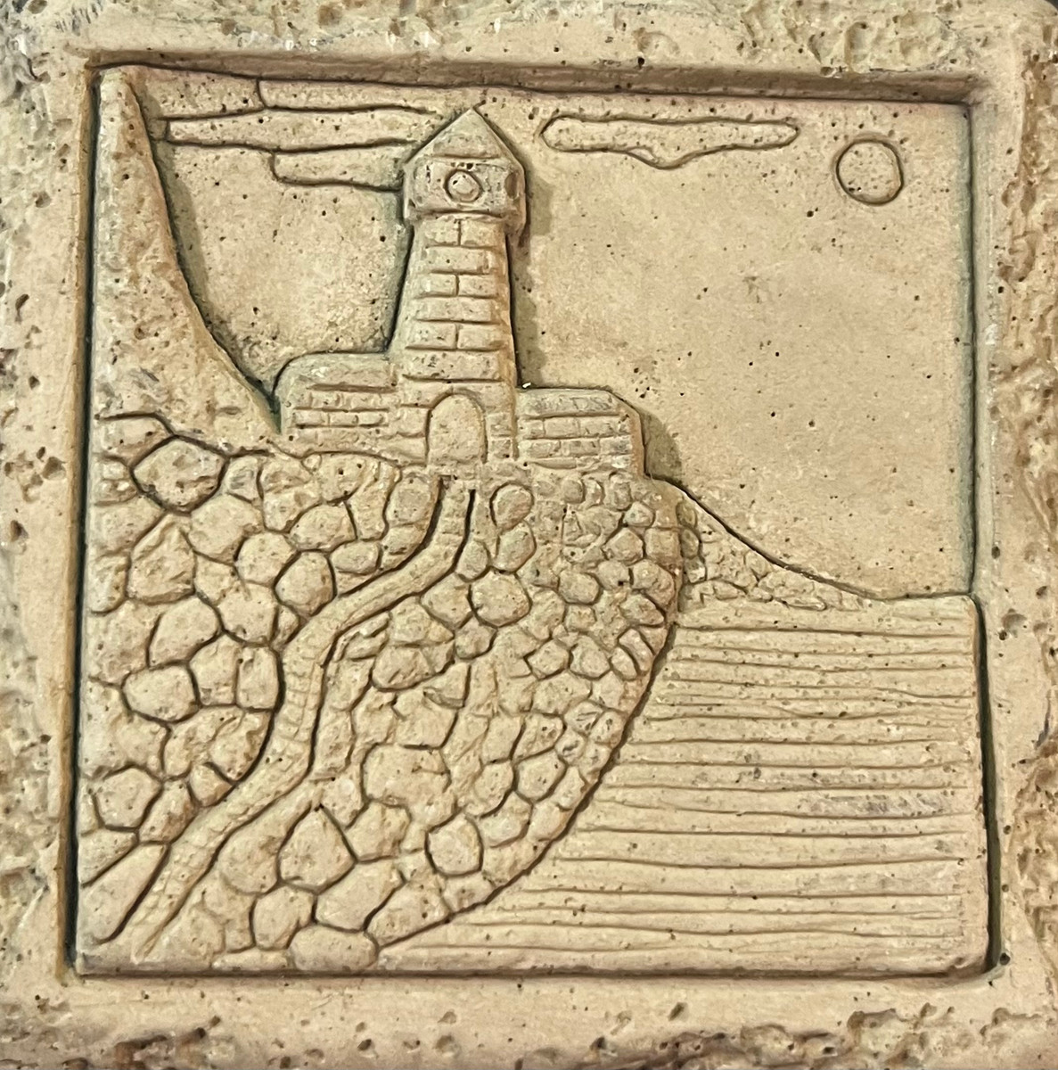 FACES OF NATURE CAST INSERT Cream Cast Lighthouse 4"X4" TILES