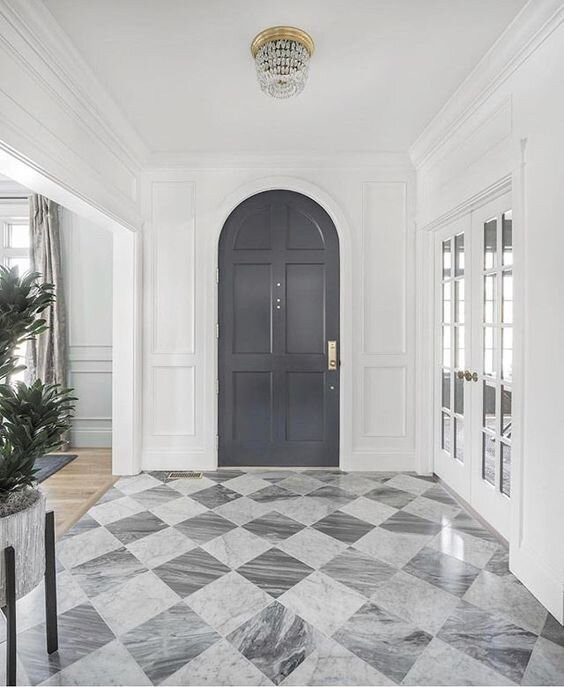 Bardiglio Nuvolato Polished 12x12 & Italian Carrara Polished 12x12 Set in Checkerboard