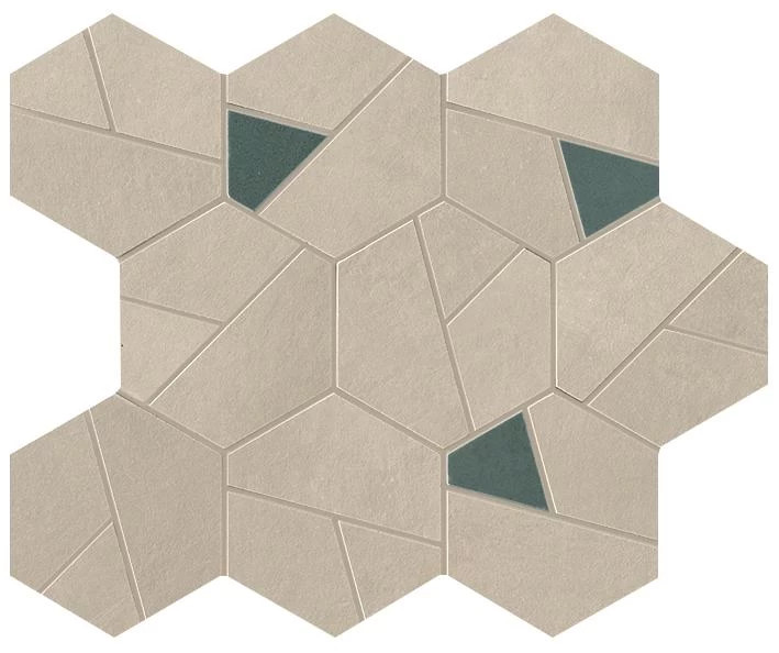 Boost Pro Cream Blue Porcelain Hexagon Mosaics