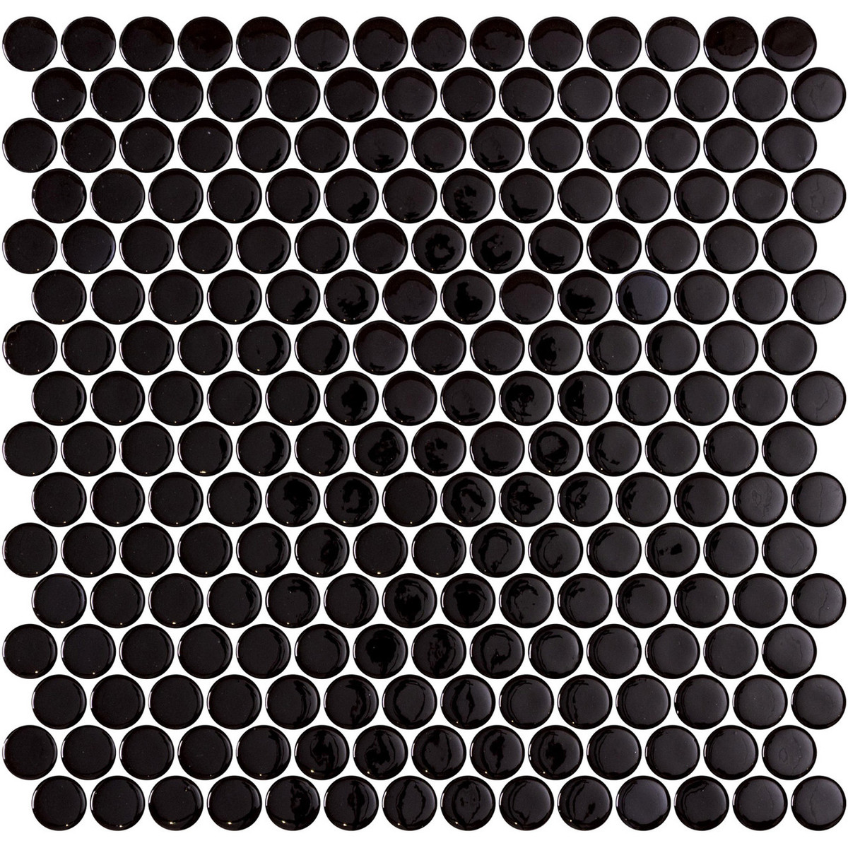 Penny Round Black Shiny 12x12 Mesh