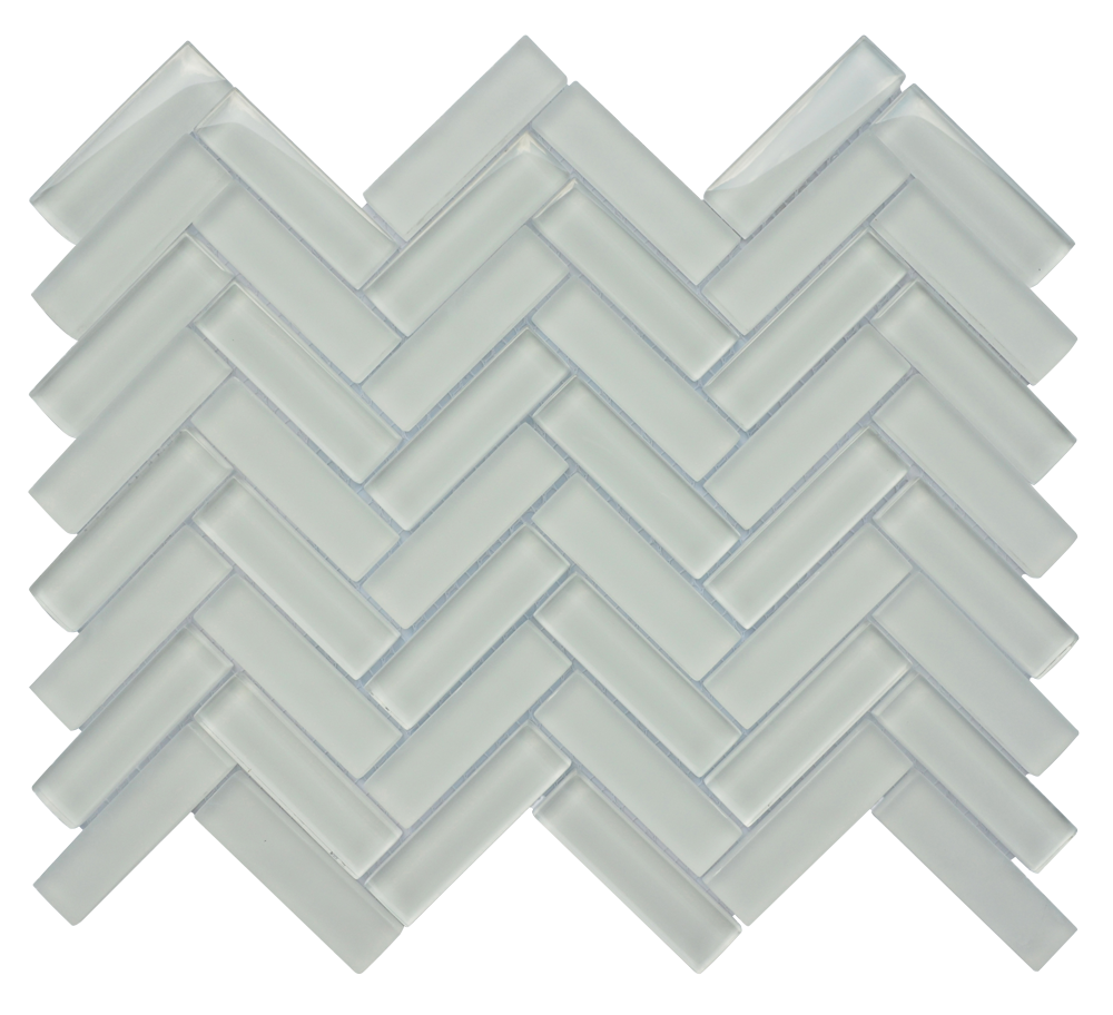 Mineral Frosted Herringbone Glass Mosaics