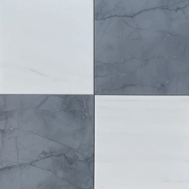Bardiglio Imperiale Honed 12x12 & Bianco Dolomite Honed 12x12 Checkerboard Marble Tiles