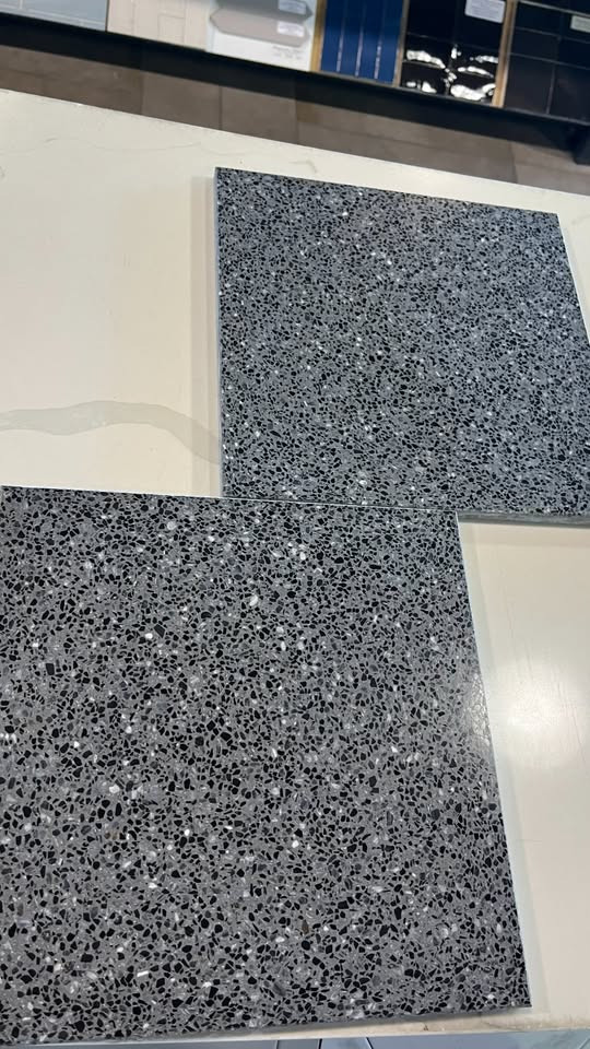 Black Polished Terrazzo Tile 12"x12" $11.99 SF