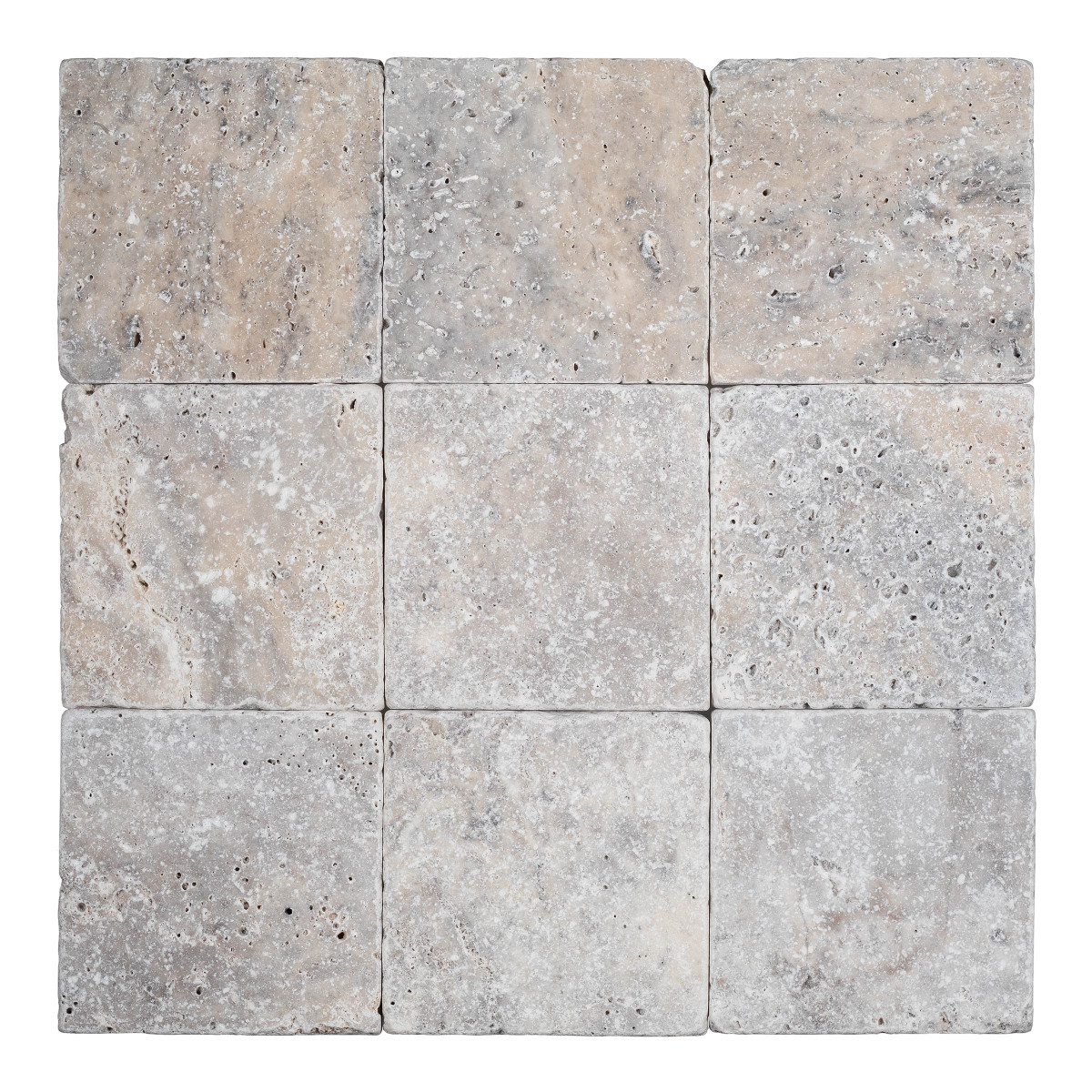 Silver Premium Travertine 4×4 Tumbled
