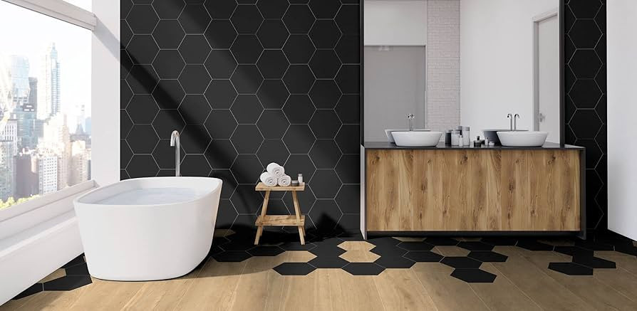 Element Black 9.25x10.5 Hexagon Tiles