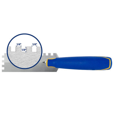 QEP Square Notch Margin Trowel - w/ Bucket Clip Comfort Grip Handle