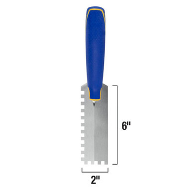 QEP Square Notch Margin Trowel - w/ Bucket Clip Comfort Grip Handle