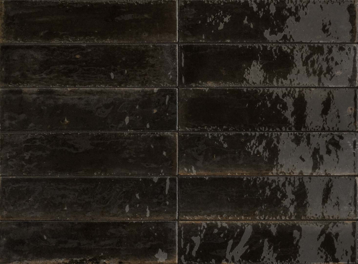Clay Nero Gloss 2"x9" Floor & Wall Porcelain Tile
