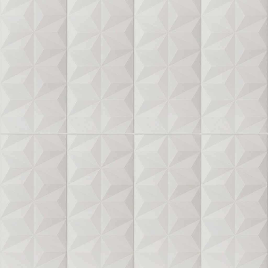 3D Wall Design Diamond White Matte 16"x32"